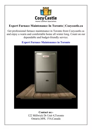 Expert Furnace Maintenance In Toronto  Cozycastle.ca