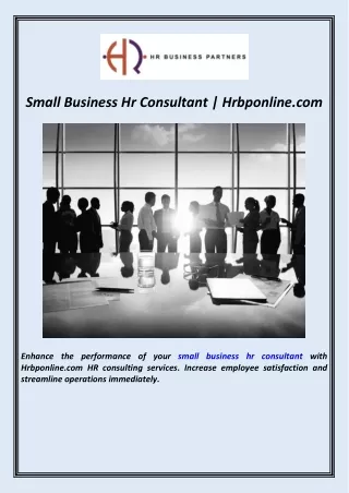 Small Business Hr Consultant  Hrbponline.com