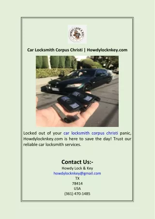 Car Locksmith Corpus Christi  Howdylocknkey.com