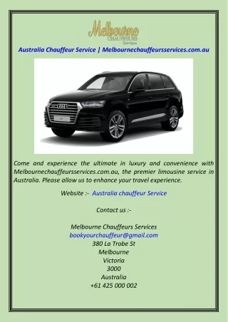 Australia Chauffeur Service  Melbournechauffeursservices.com.au