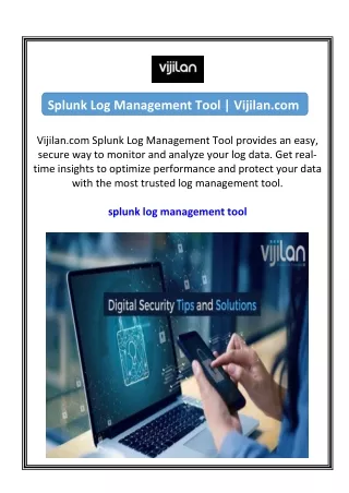 Splunk Log Management Tool  Vijilan.com