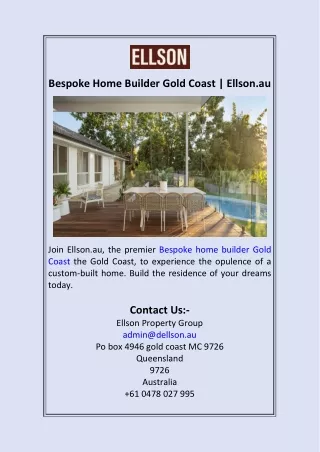 Bespoke Home Builder Gold Coast  Ellson.au