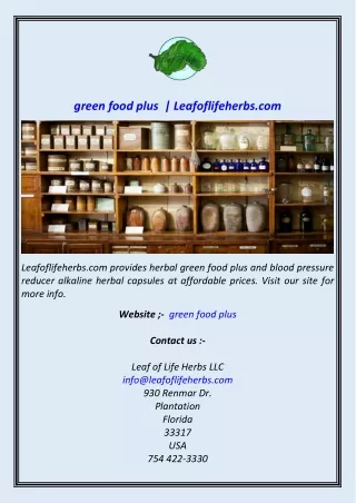 green food plus   Leafoflifeherbs.com