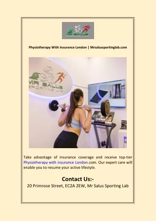 Physiotherapy With Insurance London  Mrsalussportinglab.com