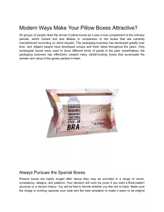 What Modern Ways Make Your Pillow Boxes Attractive
