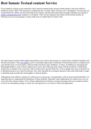 Finest Inmate Textual content Services