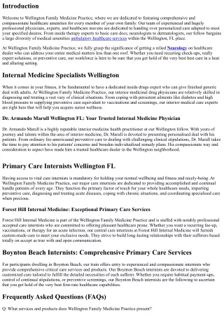 Wellington Family Medicine Practice: Caring for Every Member of Your Family