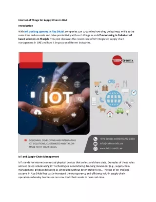 IoT for Supply Chain Management in UAE