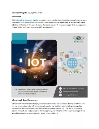 IoT for Supply Chain Management in Saudi Arabia