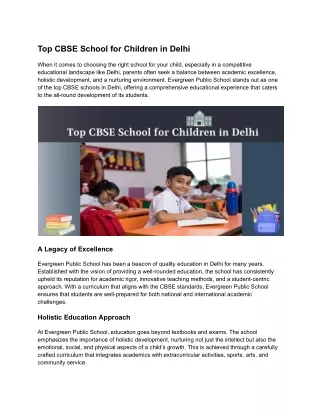 Top CBSE School for Children in Delhi