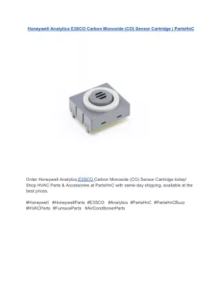Honeywell Analytics E3SCO Carbon Monoxide (CO) Sensor Cartridge _ PartsHnC