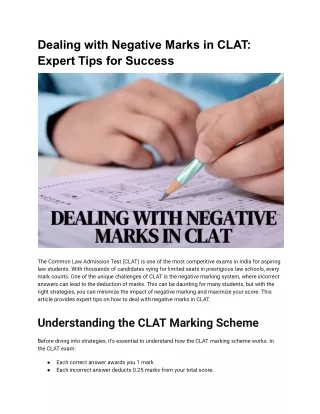 Dealing with Negative Marks in CLAT_ Expert Tips for Success