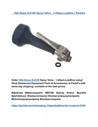 _  T&S Brass B-0108 Spray Valve , 1.4Gpm,Leadfree _ PartsFe