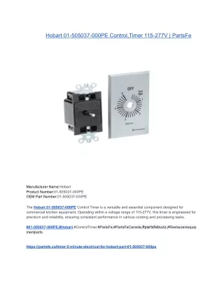 Hobart 01-505037-000PE Control,Timer 115-277V _ PartsFe