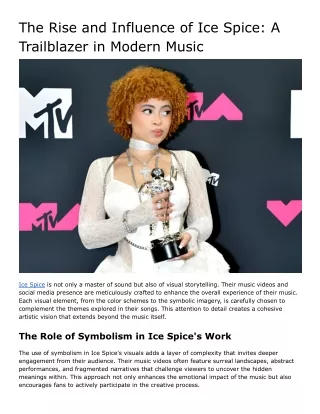The Rise and Influence of Ice Spice: A Trailblazer in Modern Music