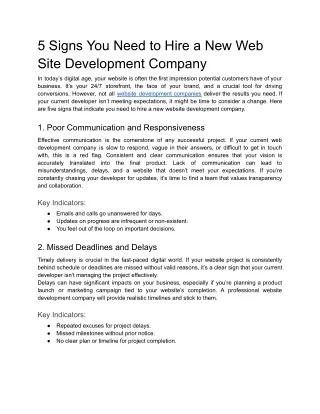 5 Signs You Need to Hire a New Web Site Development Company
