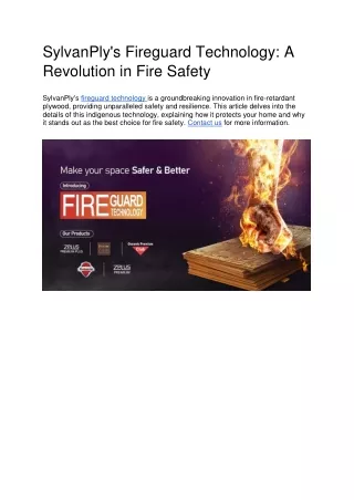 SylvanPly's Fireguard Technology: A Revolution in Fire Safety