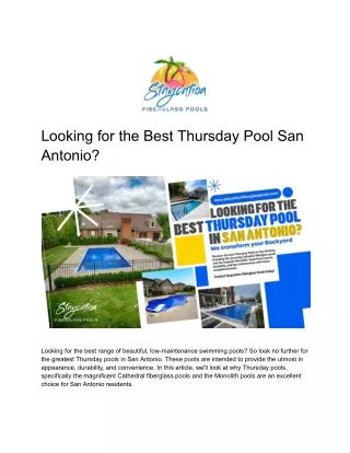Looking for the Best Thursday Pool San Antonio?