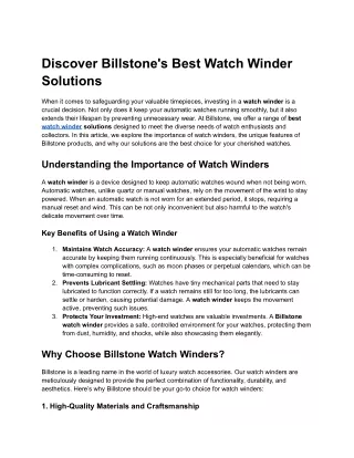 Discover Billstone's Best Watch Winder Solutions