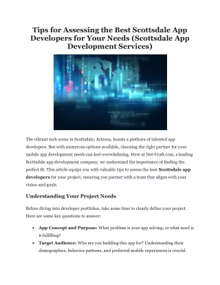 Tips for Assessing the Best Scottsdale App Developers for Your Needs