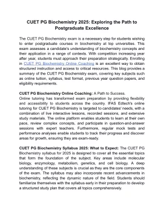 CUET PG Biochemistry 2025_ Exploring the Path to Postgraduate Excellence
