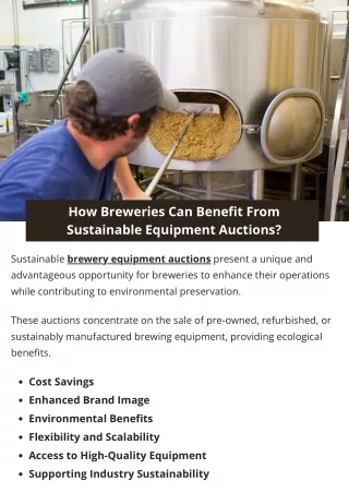 How Breweries Can Benefit From Sustainable Equipment Auctions?