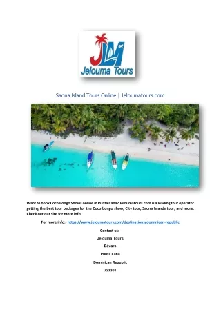 Saona Island Tours Online | Jeloumatours.com