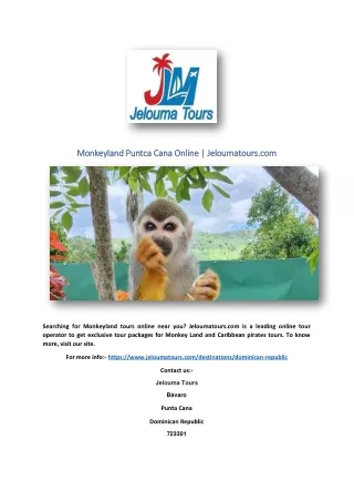 Monkeyland Puntca Cana Online | Jeloumatours.com