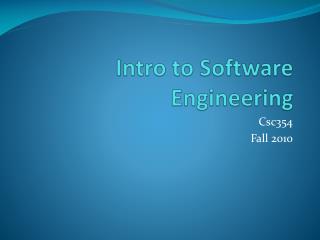 Intro to Software Engineering