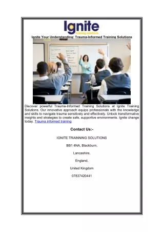 Ignite Your Understanding: Trauma-Informed Training Solutions