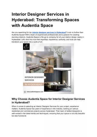 Interior Designer Services in Hyderabad_ Transforming Spaces with Audentia Space