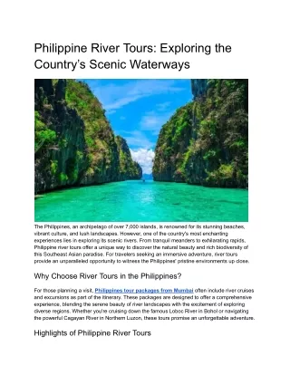 Philippine River Tours_ Exploring the Country’s Scenic Waterways