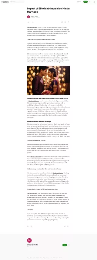 Elite Matrimonial and Cultural Sensitivity in Hindu Matrimony