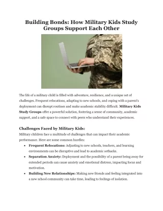 Building Bonds How Military Kids Study Groups Support Each Other