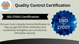 ISO 27001 Certification | Quality Control Certification