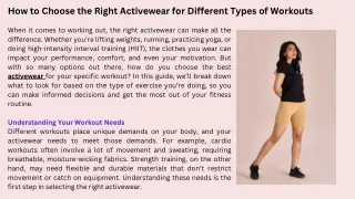 How to Choose the Right Activewear for Different Types of Workouts