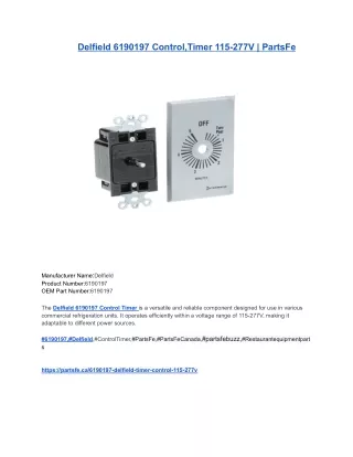 Delfield 6190197 Control,Timer 115-277V _ PartsFe