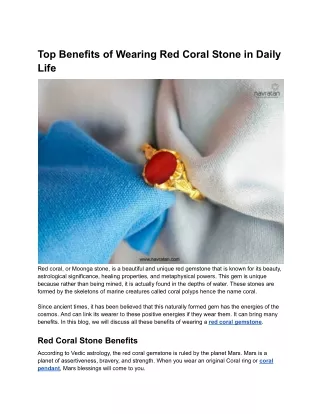 Top Benefits of Wearing Red Coral Stone in Daily Life