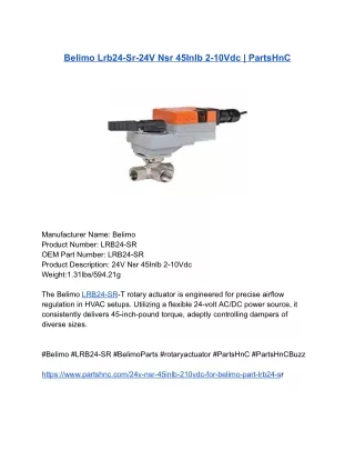Belimo Lrb24-Sr-24V Nsr 45Inlb 2-10Vdc _ PartsHnC
