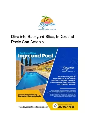 In-Ground Pools San Antonio: Transform Your Backyard with Staycation Fiberglass