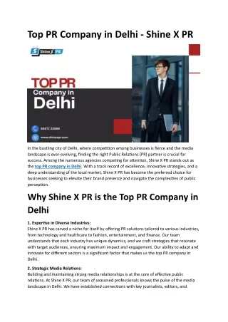 Top PR Company in Delhi - Shine X PR