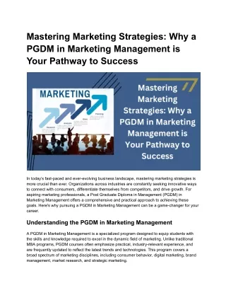 Mastering Marketing Strategies_ Why a PGDM in Marketing Management is Your Pathway to Success