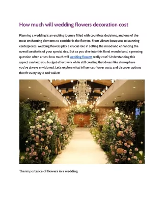 How much will wedding flowers decoration cost