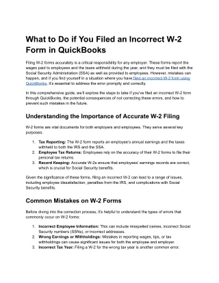 What to Do if You Filed an Incorrect W-2 Form in QuickBooks