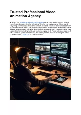 Trusted Professional Video Animation Agency