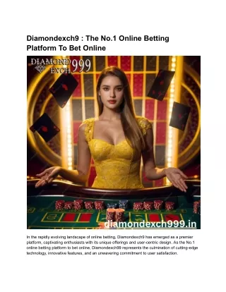 Diamondexch9 _ The No.1 Online Betting Platform To Bet Online