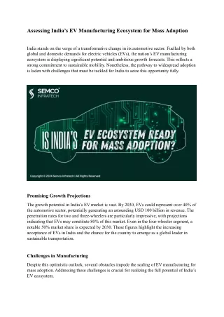Assessing India’s EV Manufacturing Ecosystem for Mass Adoption