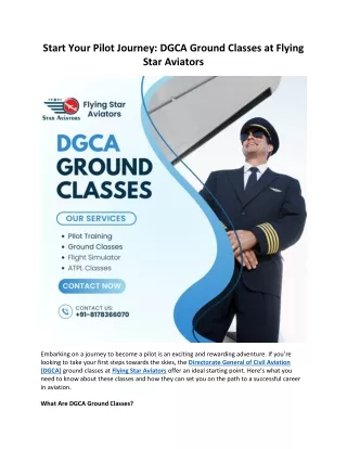 DGCA Ground Classes at Flying Star Aviator Start Your Pilot Journey