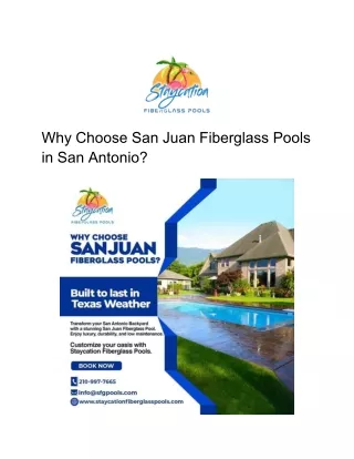 Why Choose San Juan Fiberglass Pools in San Antonio?