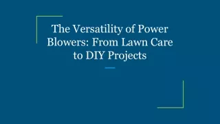 The Versatility of Power Blowers_ From Lawn Care to DIY Projects